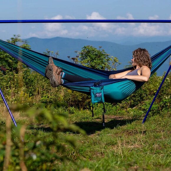 ENO SingleNest Hammock - Lightweight, 1 Person Portable Hammock - Seafoam/Navy - Picture 9 of 12